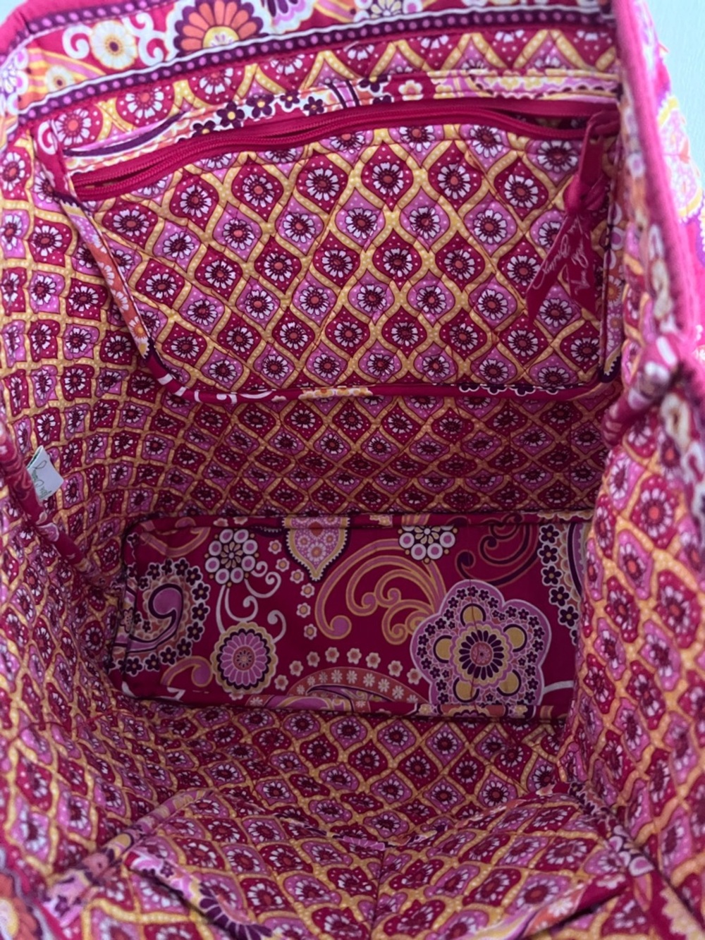 Vera Bradley Raspberry Fizz Quilted Paisley Print Tote Bag in Magenta Vintage - Picture 7 of 10